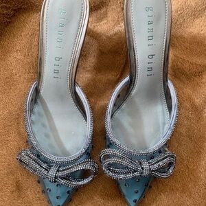Gianni Bini Blue and Silver Bow Heels